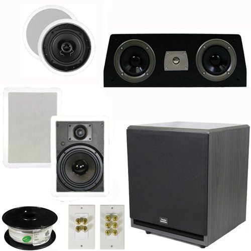 Theater Solutions 5.1 Home Theater 4 Speaker Set with Center, 12" Powered Sub and More TS5C6WC51SET7