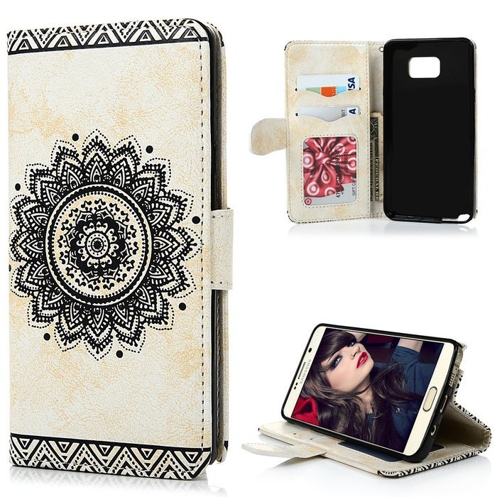 Note 5 Case,Samsung Galaxy Note 5 Case - Wallet Slim Fit Folio Stand 3D Basso-relievo PU Leather Flip Case with... N35