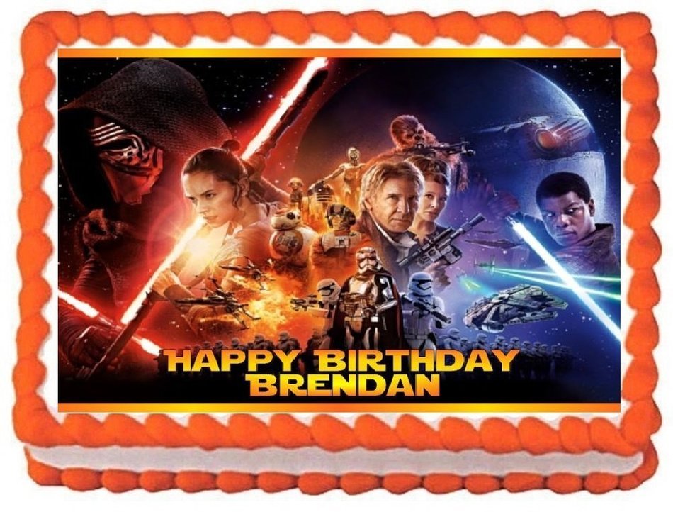 Star Wars Force Awakens Personalized Edible Cake Topper Image -- 1/4 Sheet