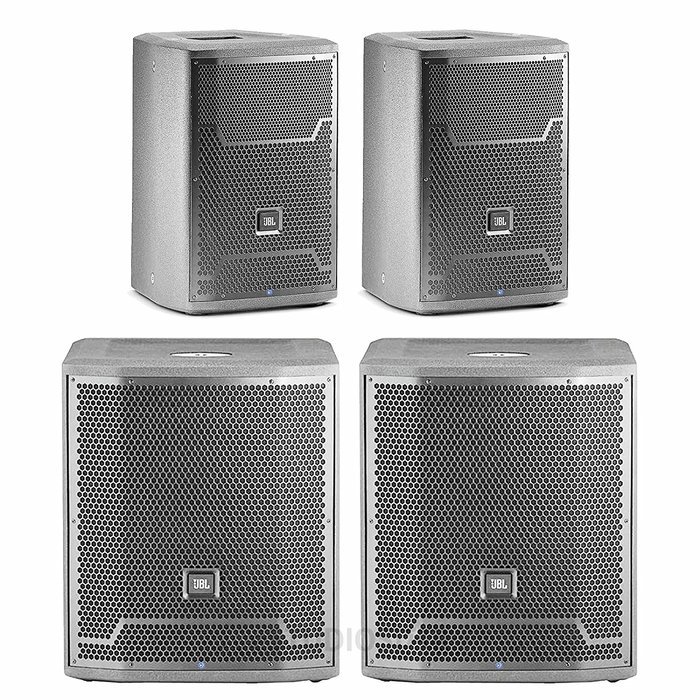 JBL PRX710 10' Powered Speakers (Pair) with JBL PRX715XLF Subwoofers (Pair) Complete PA system
