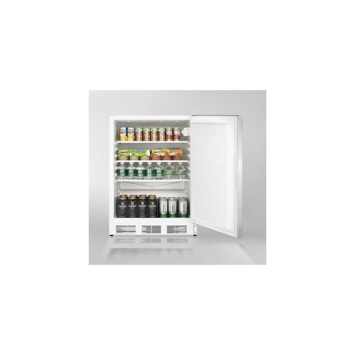 Summit Commercial Grade 5.5 cu. ft. Built-in Refrigerator in White w/ SS Door & Horizontal Handle F N3