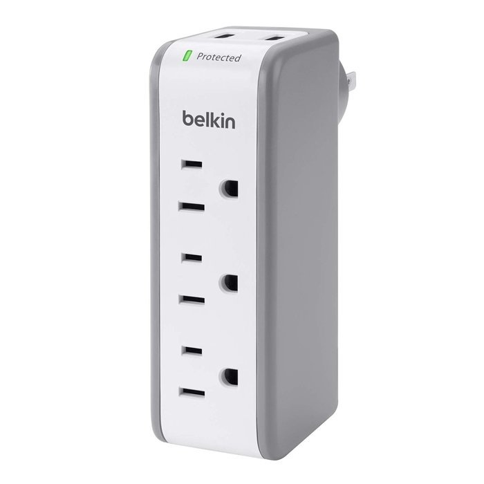 Belkin SurgePlus 6-Outlet Wall Mount Surge Protector with Dual USB Charging Ports (2.1 AMP / 10 Watt), BSV602tt N3