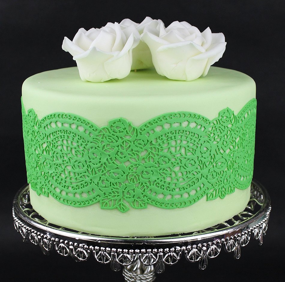 Art Deco SLM05 Large Silicone Lace Cake Mat Roses and Flowers Chic Pattern