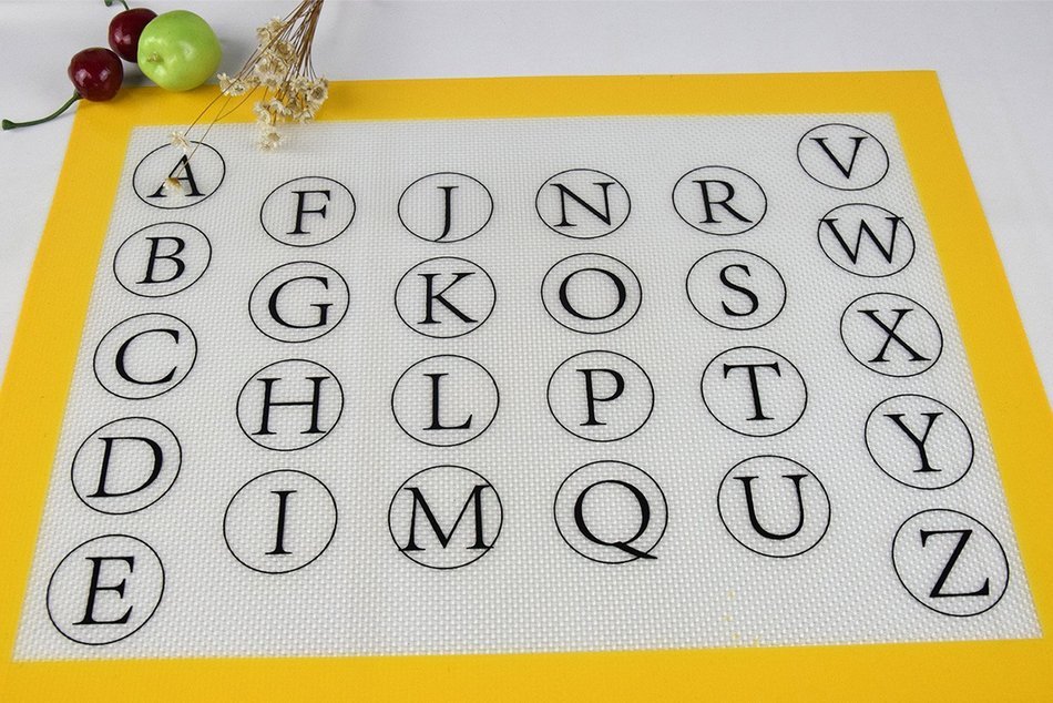 Homankit Silicone Baking Mat - Non Stick Silicon Liner for Bake Pans & Rolling - Unique Design of 26 Letters -...