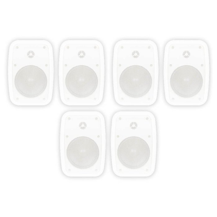Theater Solutions TS525ODW Indoor or Outdoor Speakers Weatherproof Mountable White 3 Pair Pack