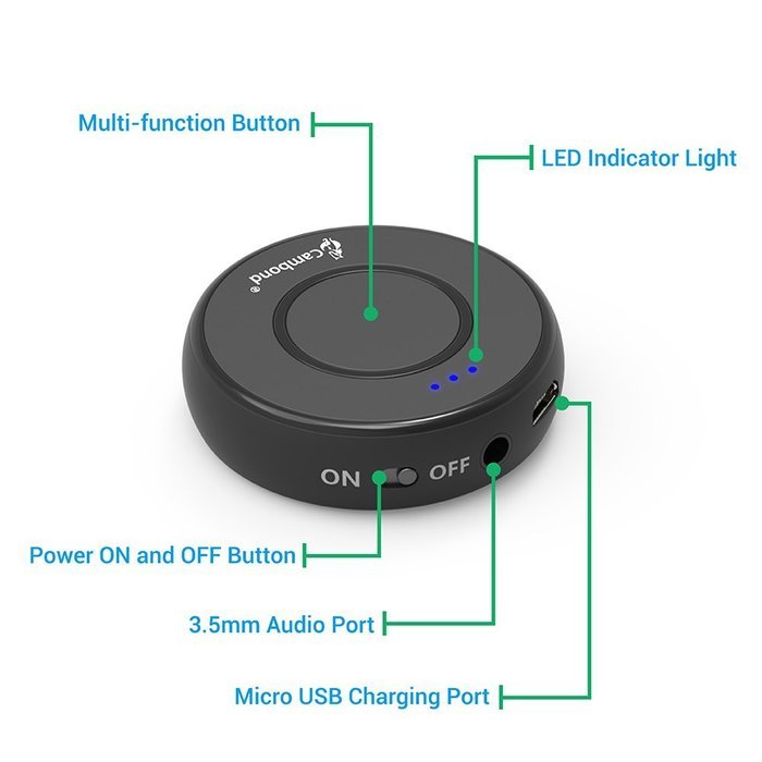 Bluetooth Receiver, Cambond Portable Music Receiver Bluetooth Wireless Audio Adapter Pair with Bluetooth Enabled... N4