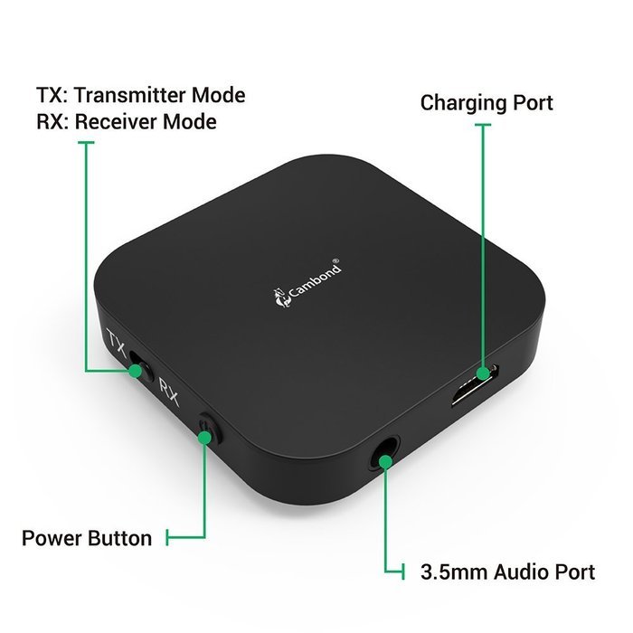 Bluetooth Receiver, Cambond Portable Music Receiver Bluetooth Wireless Audio Adapter Pair with Bluetooth Enabled... N6