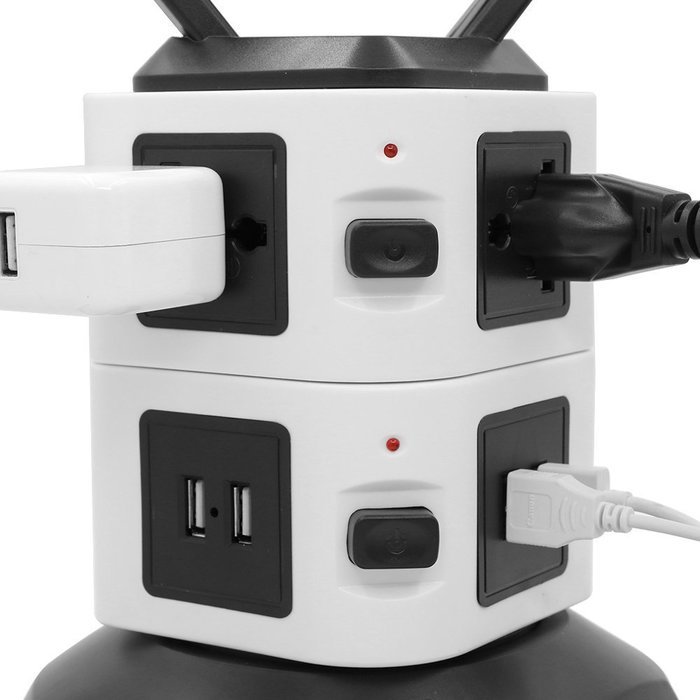 Power Strip Surge Protector, Bukm Smart 6-Outlet with 4-USB Surge Protection Power Socket 110-250V Worldwide Voltage... N18