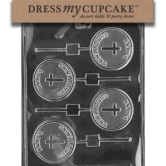Dress My Cupcake Chocolate Candy Mold, Baby's Christening Lollipop, Baby Shower