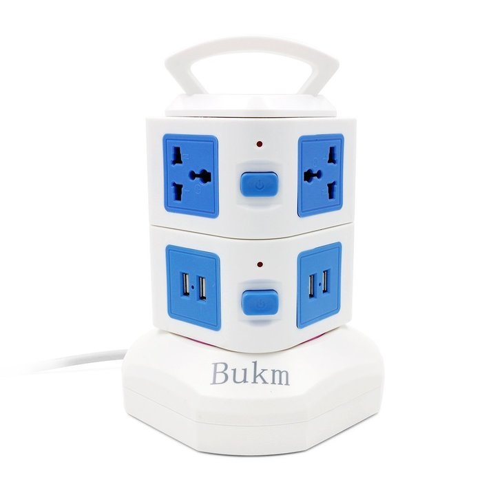 Power Strip Surge Protector, Bukm Smart 6-Outlet with 4-USB Surge Protection Power Socket 110-250V Worldwide Voltage... N20
