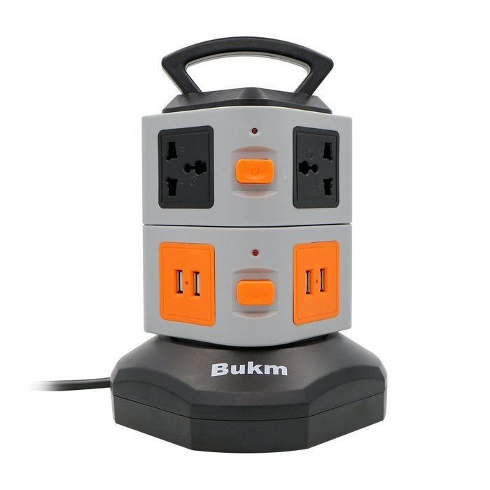 Power Strip Surge Protector, Bukm Smart 6-Outlet with 4-USB Surge Protection Power Socket 110-250V Worldwide Voltage... N22