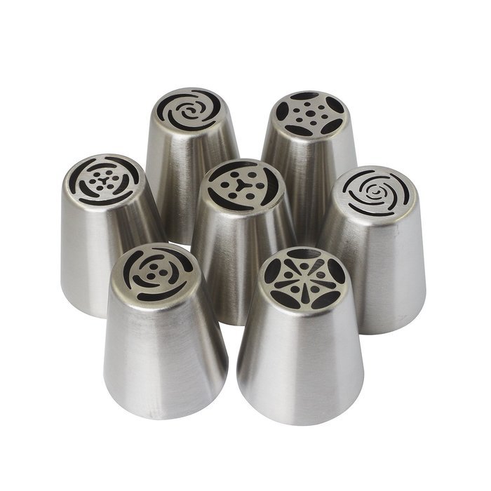 Yakamoz 7 Pieces Russian Icing Piping Nozzles Pastry Tips Cake Sugarcraft Decorating Tool Kit N5