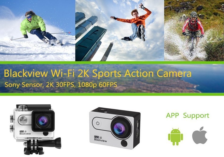 Blackview Wi-Fi 2K Sports Action Camera- Sony Sensor, 2K 30FPS, 1080p 60FPS, 170 Degree Lens, 16MP, 2 Inch LCD... N5