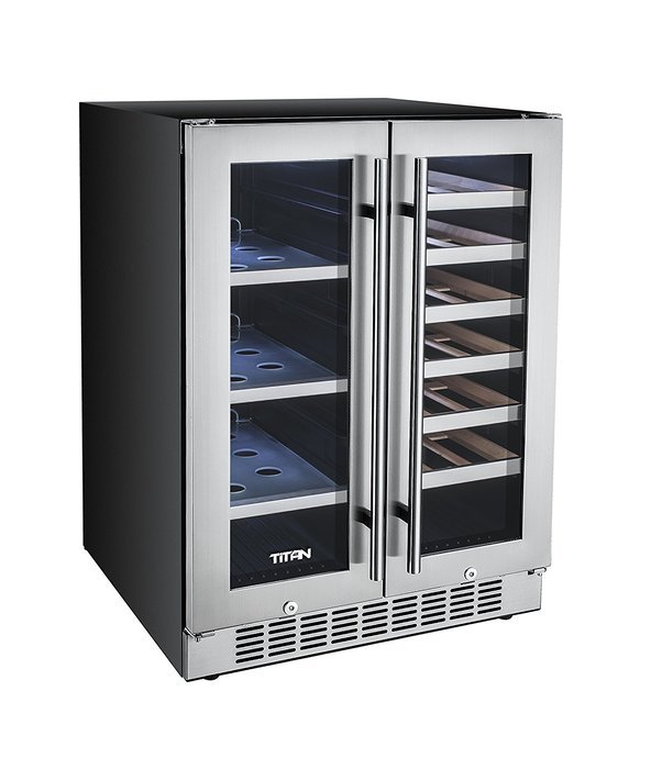 Titan 24 Inch Built-In French Door Wine and Beverage Refrigerator N4