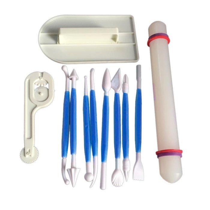 Binmer(TM) 11 Pcs Sugarcraft Cake Decorating Smoother Fondant Plunger Cutters Embosser Rolling Pin Modeling Tools... N2