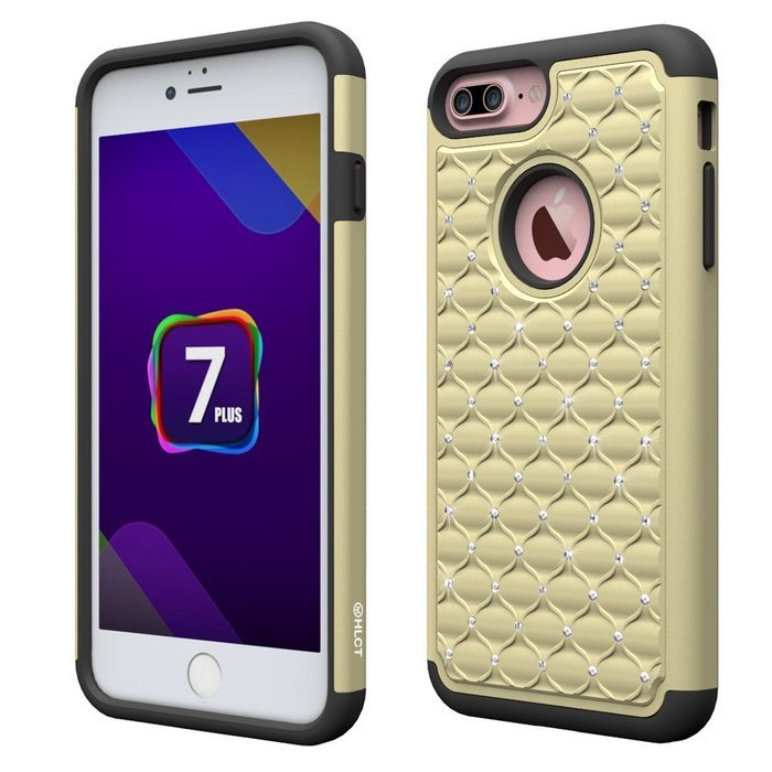 iPhone 7 Plus Case, [5.5 Inch] by HLCT, Soft Interior Silicone Bumper & Hard Shell Solid PC Back, Shock-Absorption... N14