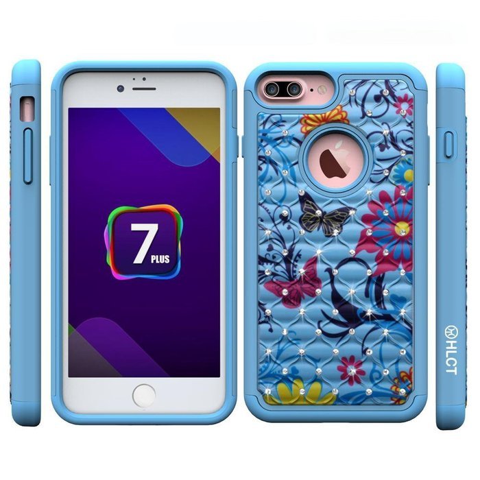 iPhone 7 Plus Case, [5.5 Inch] by HLCT, Soft Interior Silicone Bumper & Hard Shell Solid PC Back, Shock-Absorption... N15