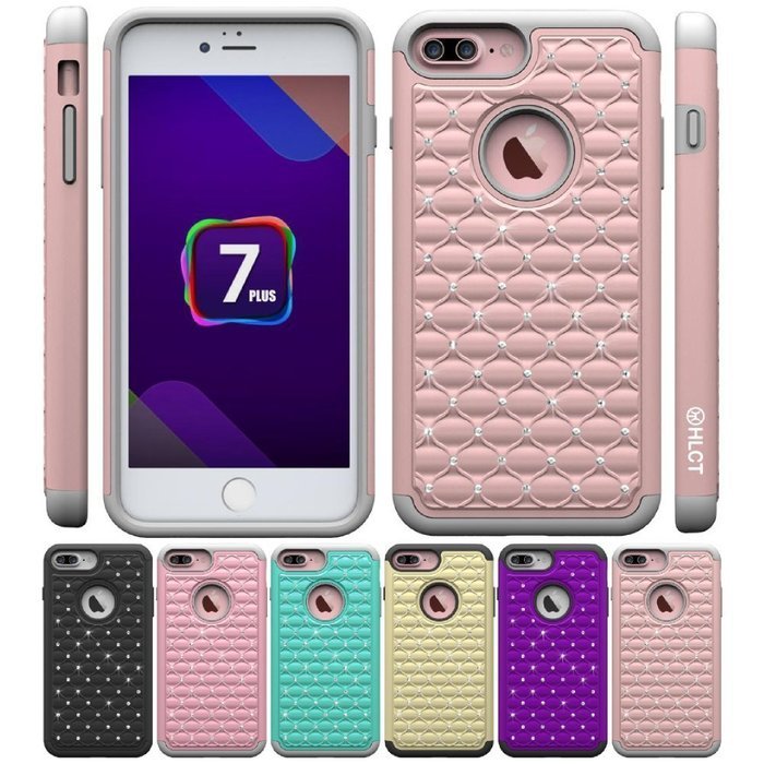 iPhone 7 Plus Case, [5.5 Inch] by HLCT, Soft Interior Silicone Bumper & Hard Shell Solid PC Back, Shock-Absorption... N17