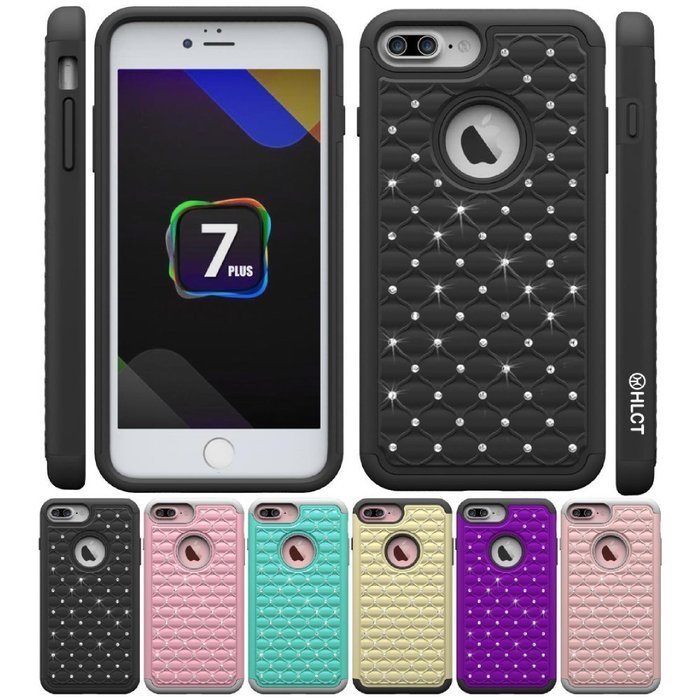 iPhone 7 Plus Case, [5.5 Inch] by HLCT, Soft Interior Silicone Bumper & Hard Shell Solid PC Back, Shock-Absorption... N19