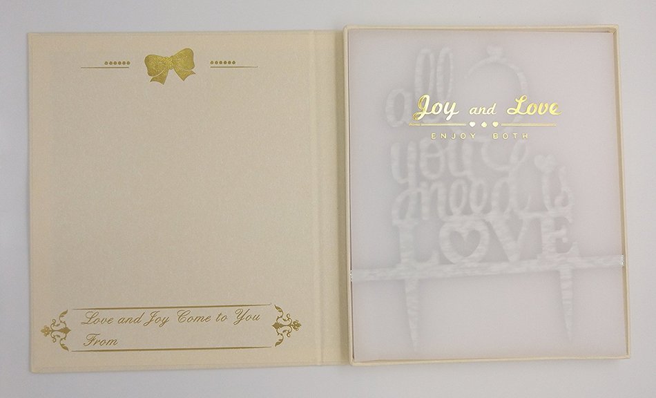 LOVENJOY with Gift Box All You Need is Love Monogram Wedding Engagement Cake Topper Gold Glitter, 6-inch N3