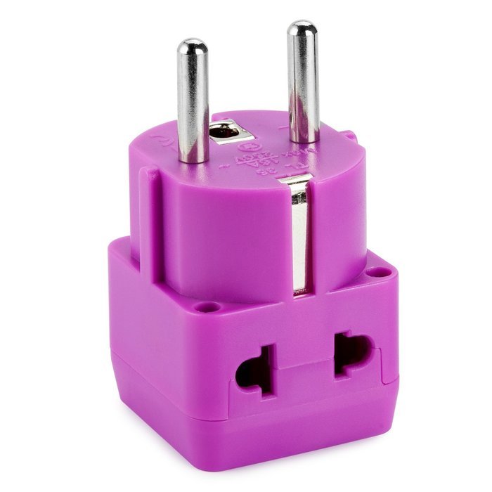 Yubi Power 2 in 1 Universal Travel Adapter with 2 Universal Outlets - Built in Surge Protector - 2 Pack - Purple... N9