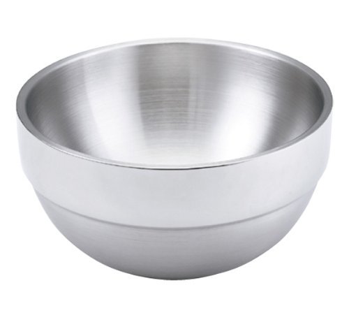 Vollrath Satin Finish Insulated Double-Wall Serving Bowls with Contrasting Mirror Finish Ring