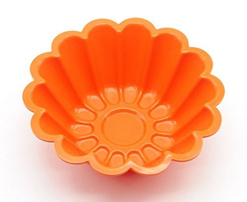 Astra Gourmet Silicone Flower Reusable Brioche Pan Mold, Nonstick 9 1/2 By 3 Inch(Orange)