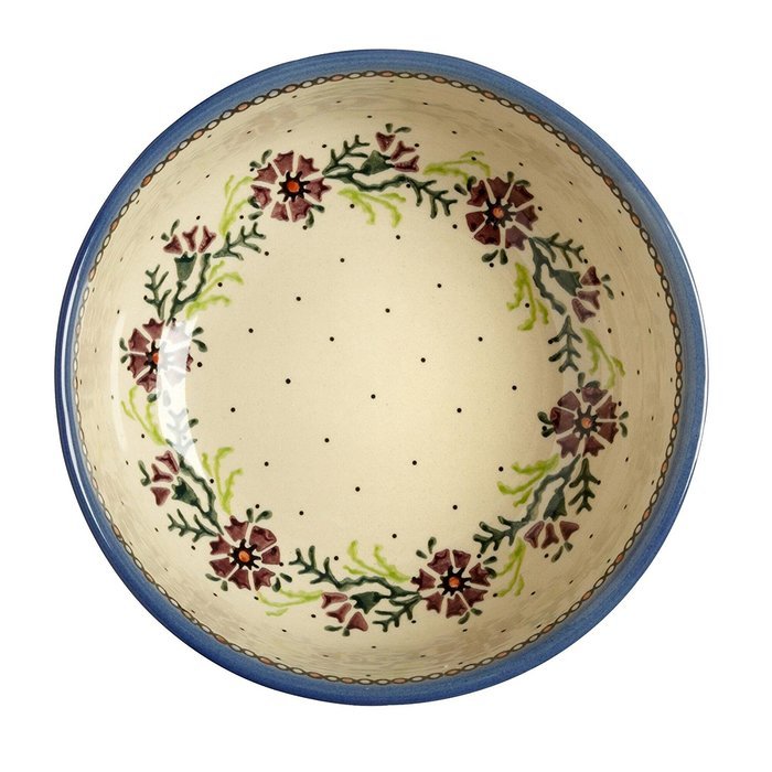 Ceramika Wiza Genuine Polish Pottery Watercolor Flowers Mixing Bowl, 8-Inch