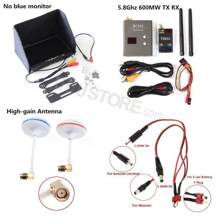 FPV Combo system 5.8Ghz 600mw Transmitter Receiver No blue HD FPV monitor antenna for Gopro SJ4000 QAV250 DJI... N2