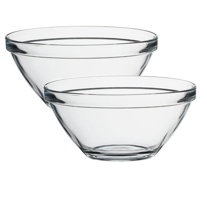 Bormioli Rocco Pompei Glass 9 Inch Mixing Bowl, Set of 2