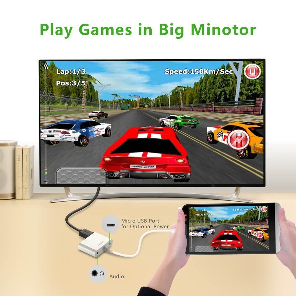 Ugreen Active Micro HDMI to HDMI VGA Video Converter Adapter with 3.5mm Audio Jack and Micro-USB Power for Ultrabooks... N7
