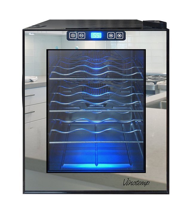 Vinotemp VNTVT-28TSBM 28-Bottle Mirrored Thermoelectric Wine Cooler N4