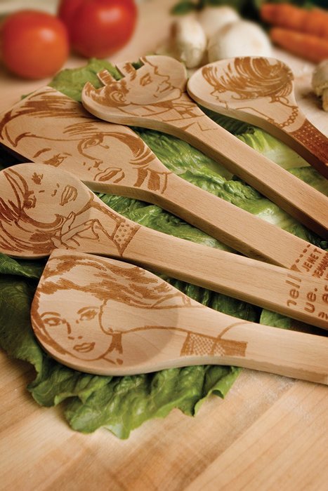 Talisman Designs 12-Inch Solid Beechwood Salad Spoon, Phrases Design