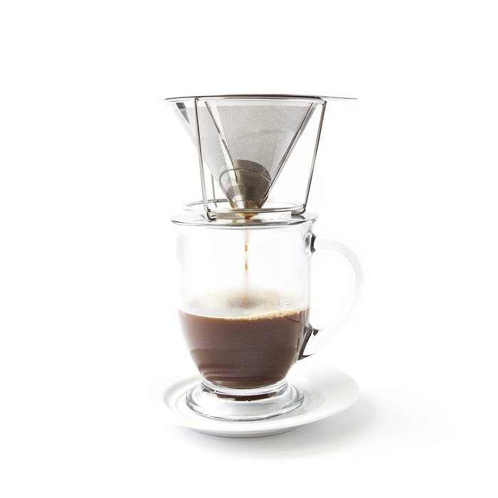 Brewfuze Pour Over Coffee Dripper Filter | Durable & Rust Proof Stainless Steel Drip Coffee Cone With Double Mesh...