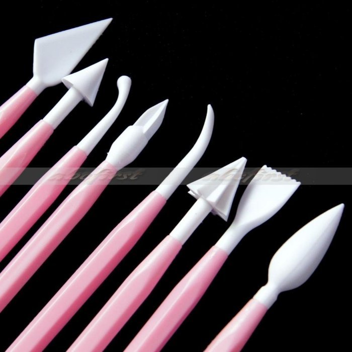 Generic 8Pcs/Set Modelling Carving Fondant Cake Flower Chocolate Craft Tool Decorating Cutters Kit(White)