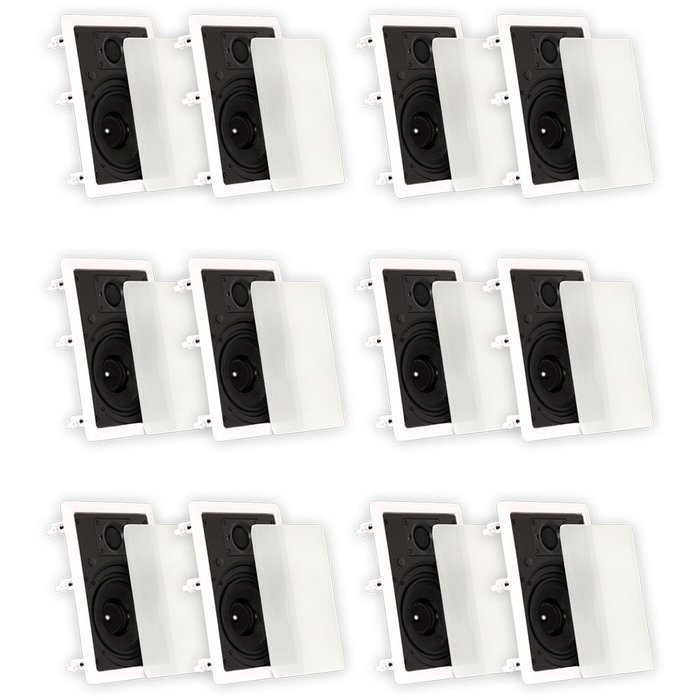 Theater Solutions TSS6W In Wall 6.5" Speakers Surround Sound Home Theater Deluxe 6 Pair Pack 6TSS6W