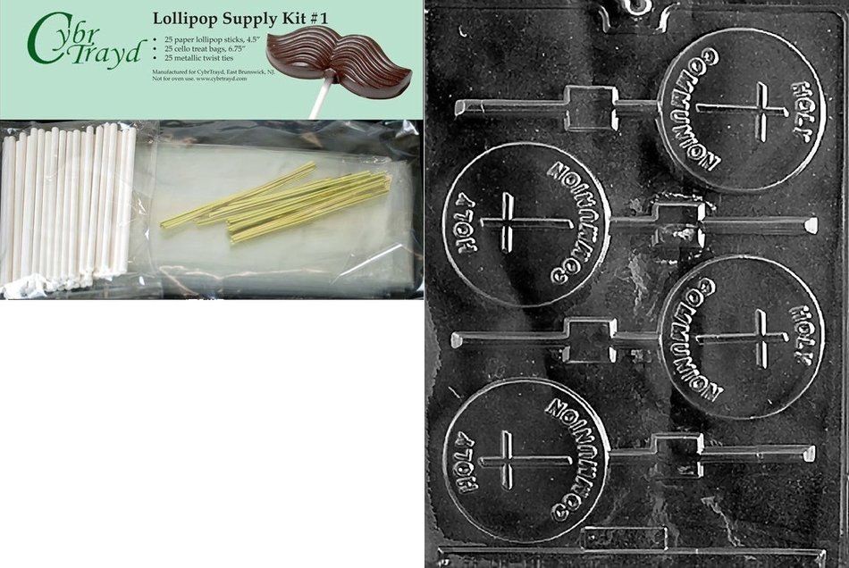 Cybrtrayd R026 Holy Communion Lolly Chocolate Candy Mold with Exclusive Cybrtrayd Copyrighted Chocolate Molding...