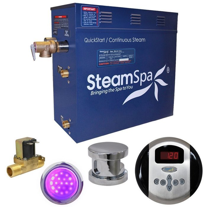 Steam Spa IN900OB-A Indulgence 9 KW Quick Start Acu-Steam Bath Generator Package with Built-In Auto Drain, Oil... N12