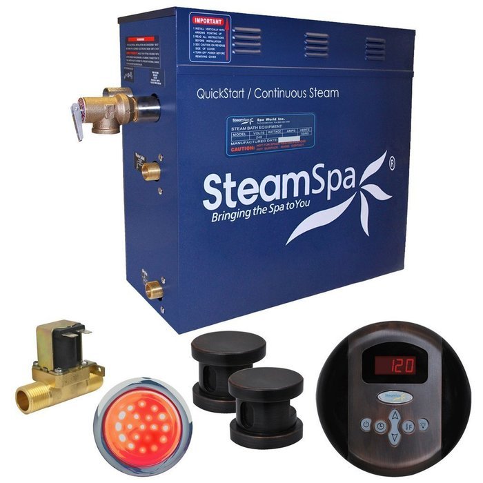 Steam Spa IN900OB-A Indulgence 9 KW Quick Start Acu-Steam Bath Generator Package with Built-In Auto Drain, Oil... N13
