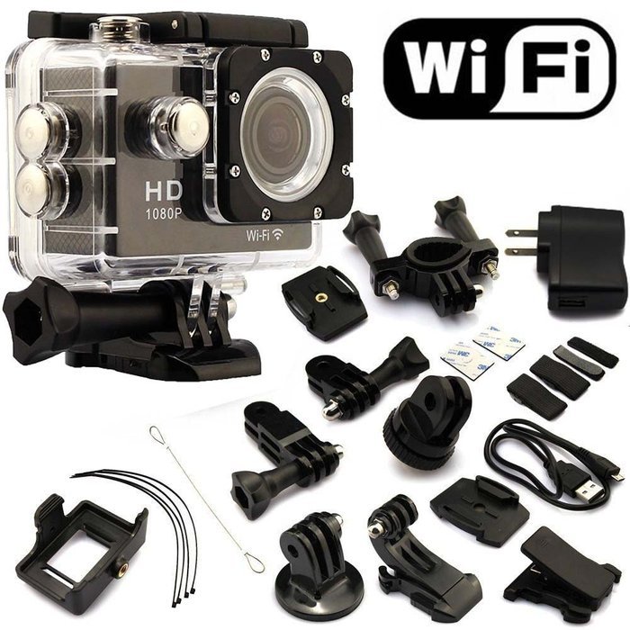 Dealstock 12MP WiFi HD 1080P Car Bike Helmet Surf Water Sports Action Waterproof DV Cam Camera N6