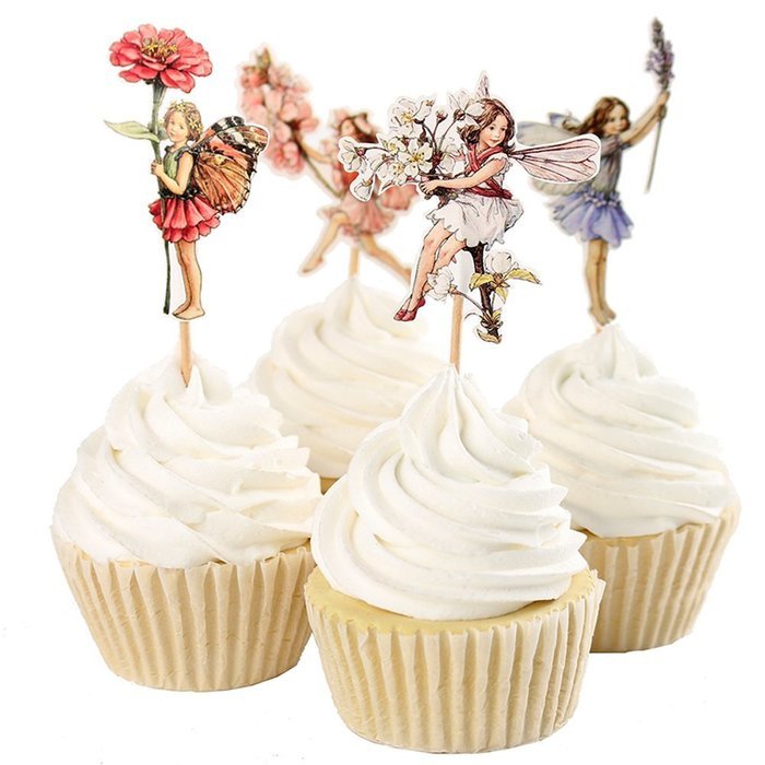 24pcs Pretty Fairy Cupcake Toppers for Cake Decorations Baby Girls Children Kids Toddlers Teens Birthday Supplies...