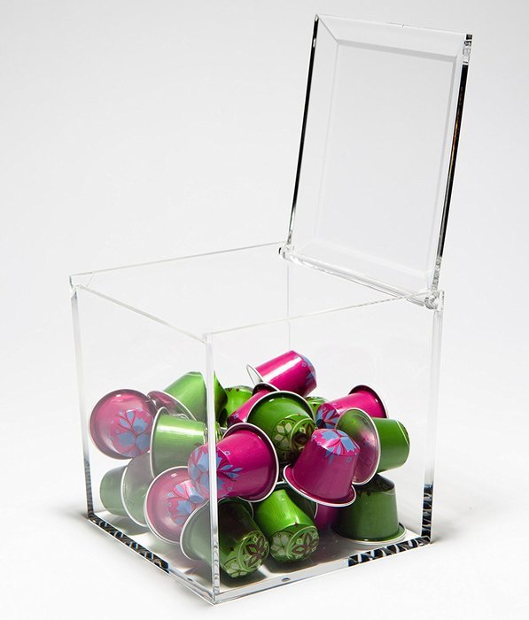 Nespresso Cube Plexiglass Capsule Pod Holder, Clear Dispenser, Storage Solution for Nespresso Machines - Fits...