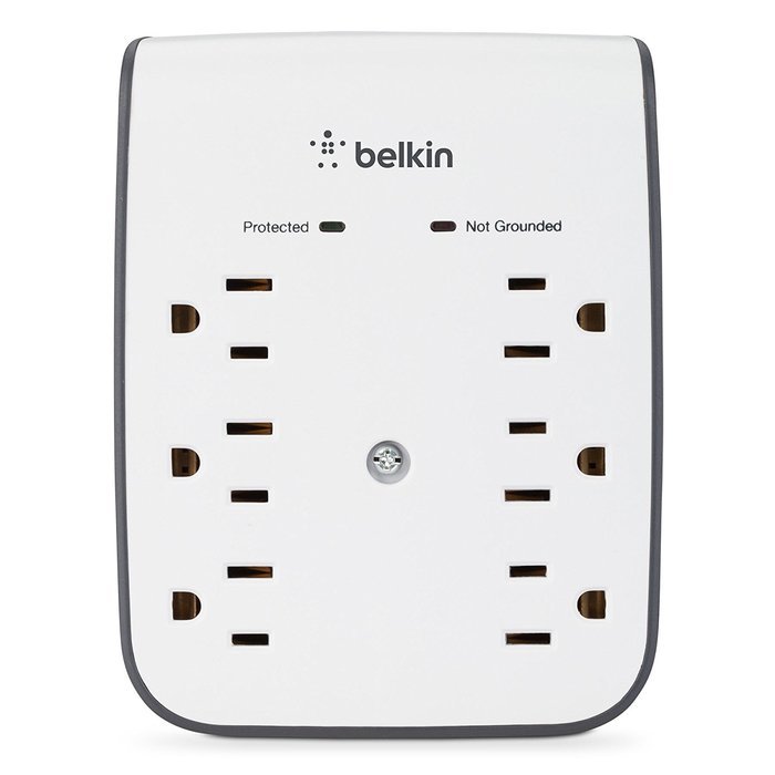 Belkin SurgePlus 6-Outlet Wall Mount Surge Protector with Dual USB Charging Ports (2.1 AMP / 10 Watt), BSV602tt N6