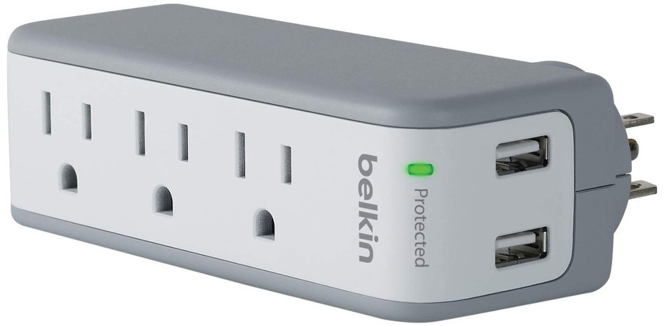 Belkin SurgePlus 6-Outlet Wall Mount Surge Protector with Dual USB Charging Ports (2.1 AMP / 10 Watt), BSV602tt N8