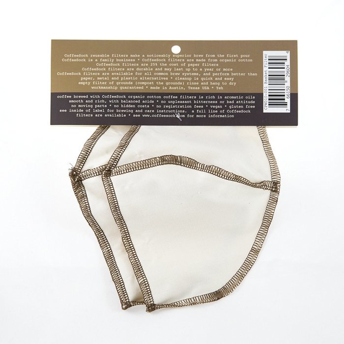 CoffeeSock Basket 6-12 cup- GOTS Certified Organic Cotton Reusable Coffee Filters.