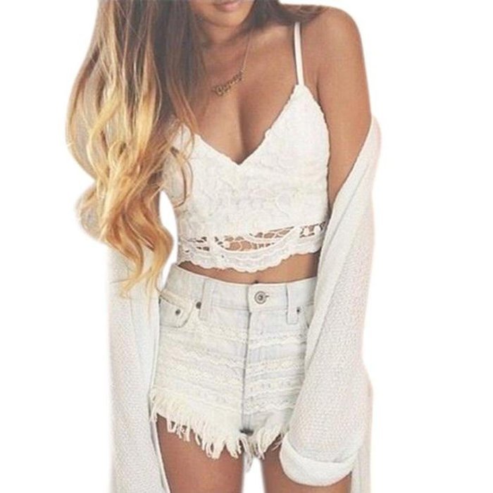 Bra Top ，Beautyvan Comfortable Fashion Women Crochet Tank Camisole Lace Vest Blouse Bralette Bra Top (L, White) N2