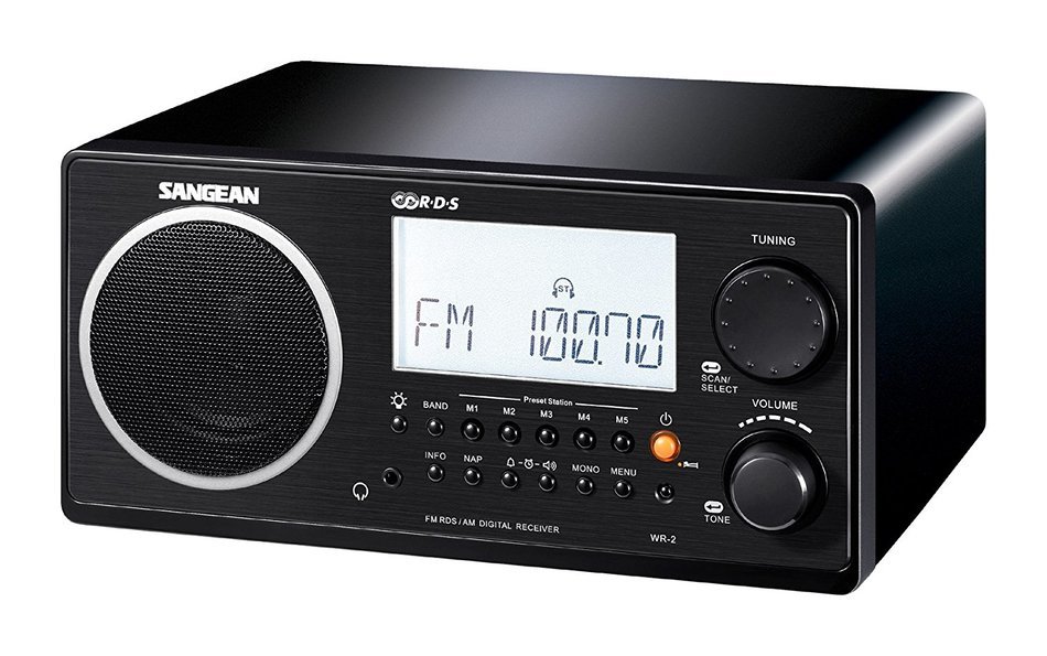 Sangean All in One AM/FM Alarm Clock Radio with Large Easy to Read Backlit LCD Display (Black)