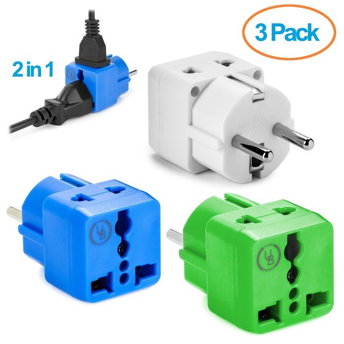 Yubi Power 2 in 1 Universal Travel Adapter with 2 Universal Outlets - Built in Surge Protector - 2 Pack - Purple... N12