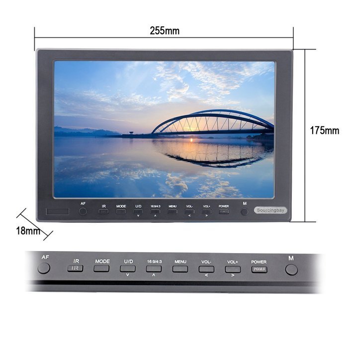 Sourcingbay Hd TFT LCD 10.1 Inch IPS Monitor Support Max Resolution 1920 X 1080 with Hdmi/...
