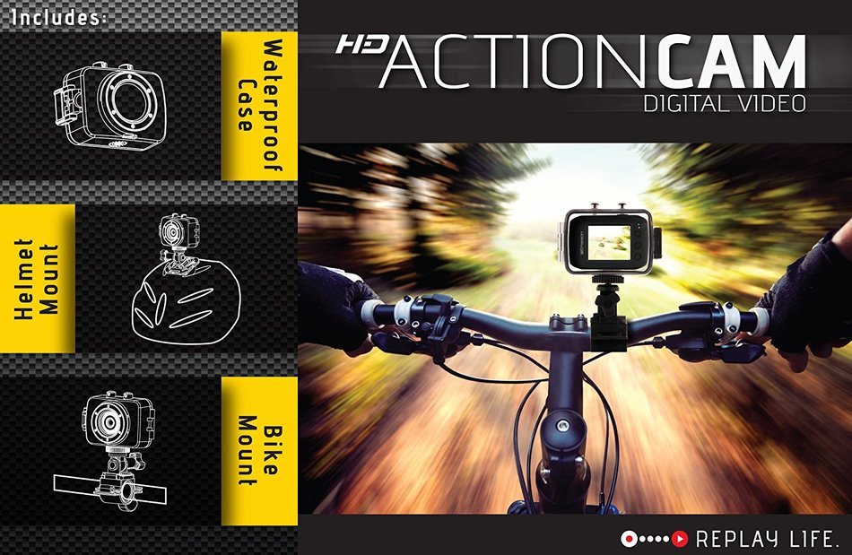 Emerson EVC355BK HD Sports Action Video Camera Kit With Waterproof Case N3